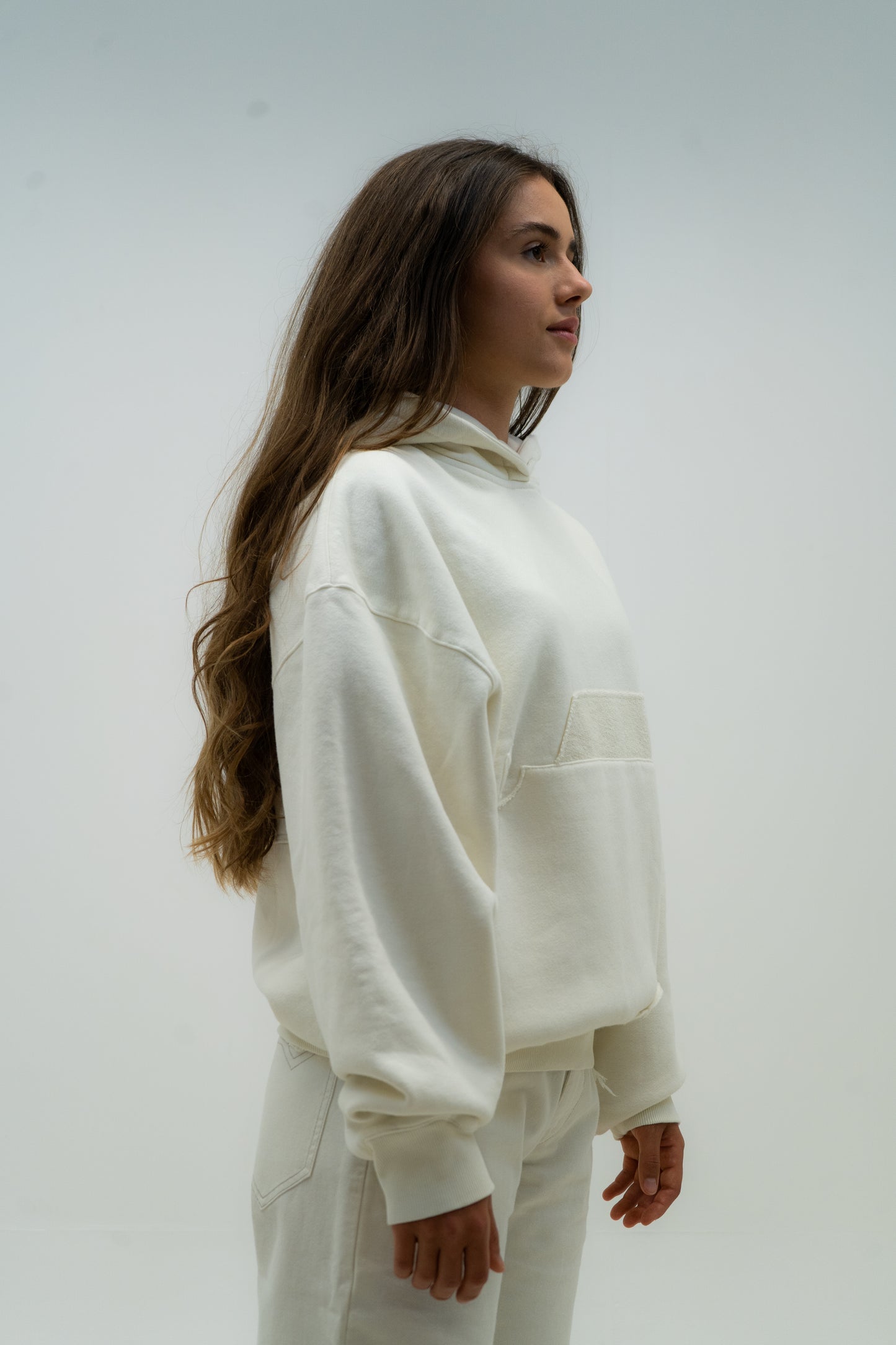 French Pocket Hoodie - Cream