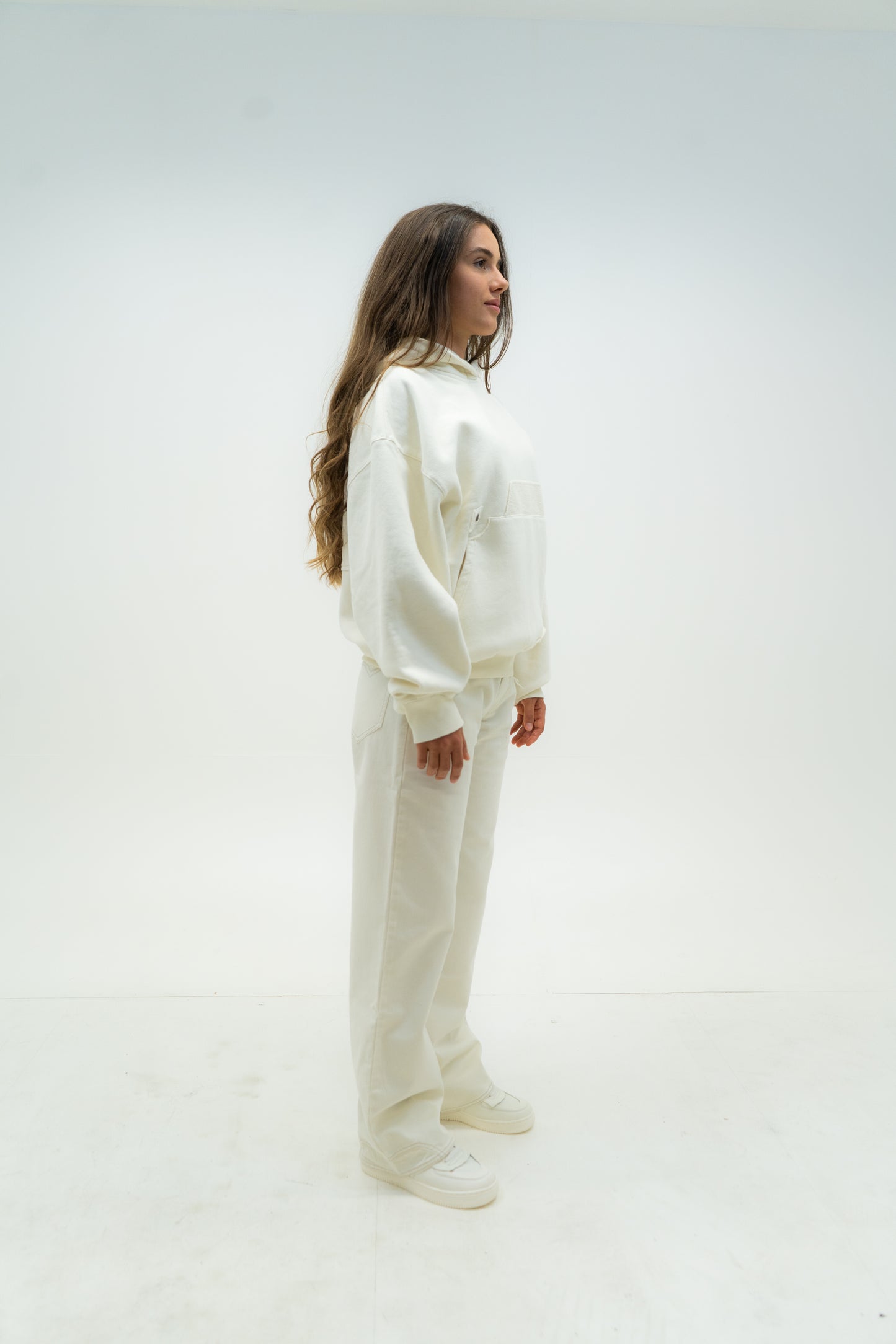 French Pocket Hoodie - Cream