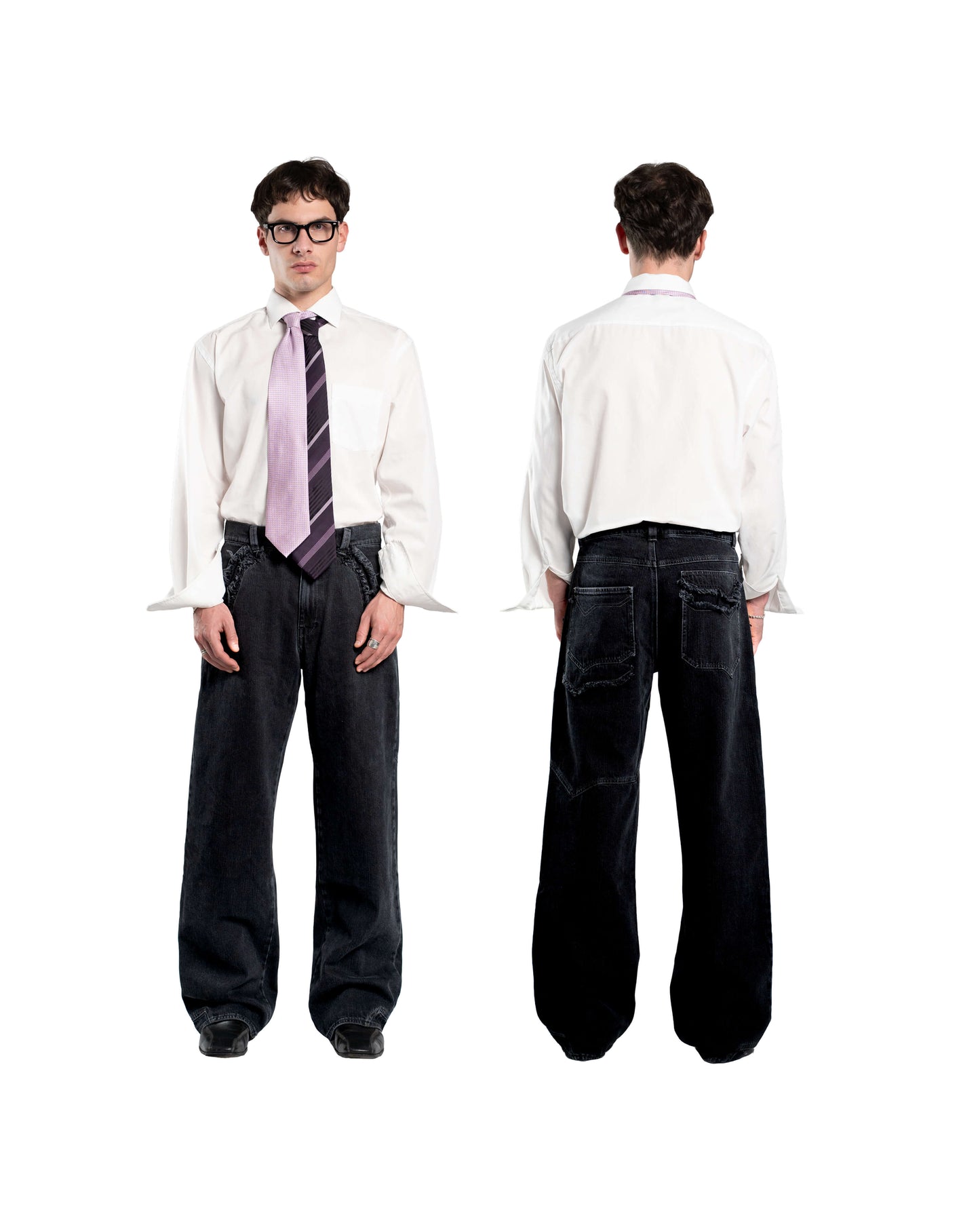 FRAYED DENIM - BLACK