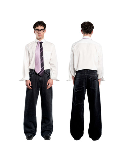 FRAYED DENIM - BLACK
