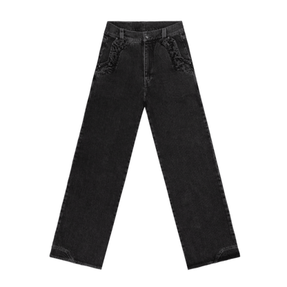 FRAYED DENIM - BLACK