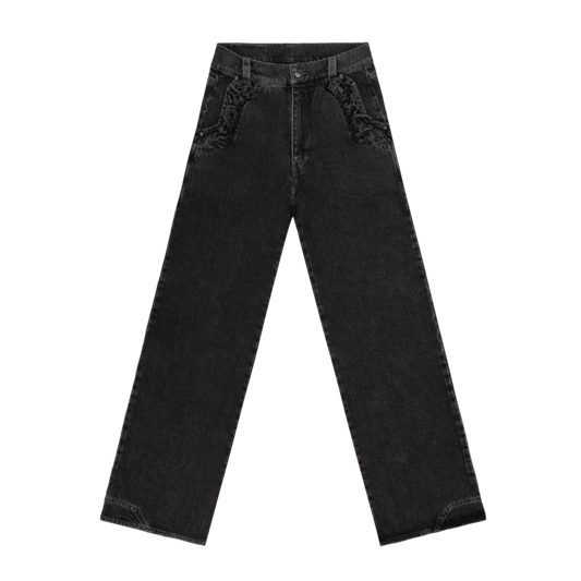 FRAYED DENIM - BLACK
