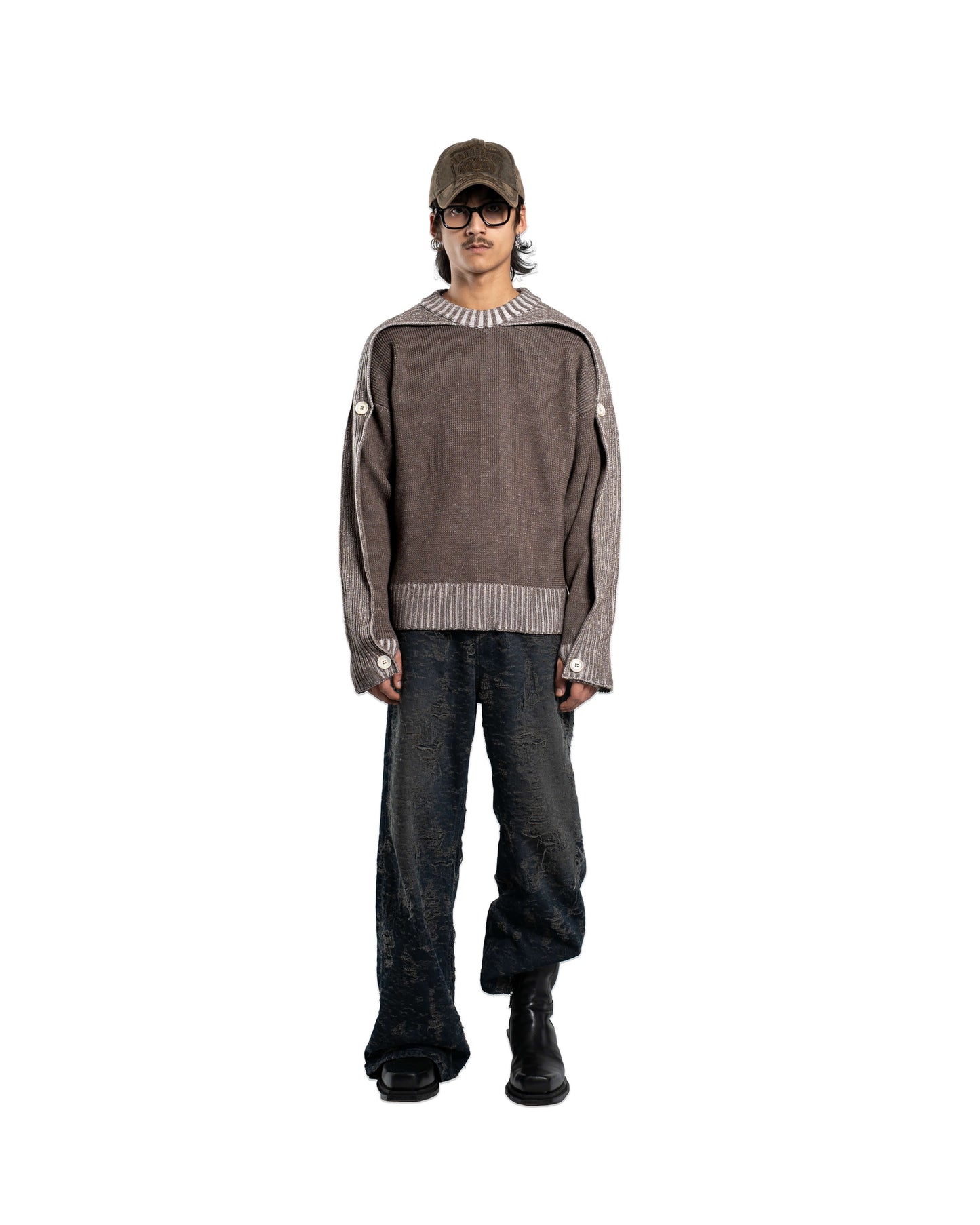 SCARF KNIT - BROWN