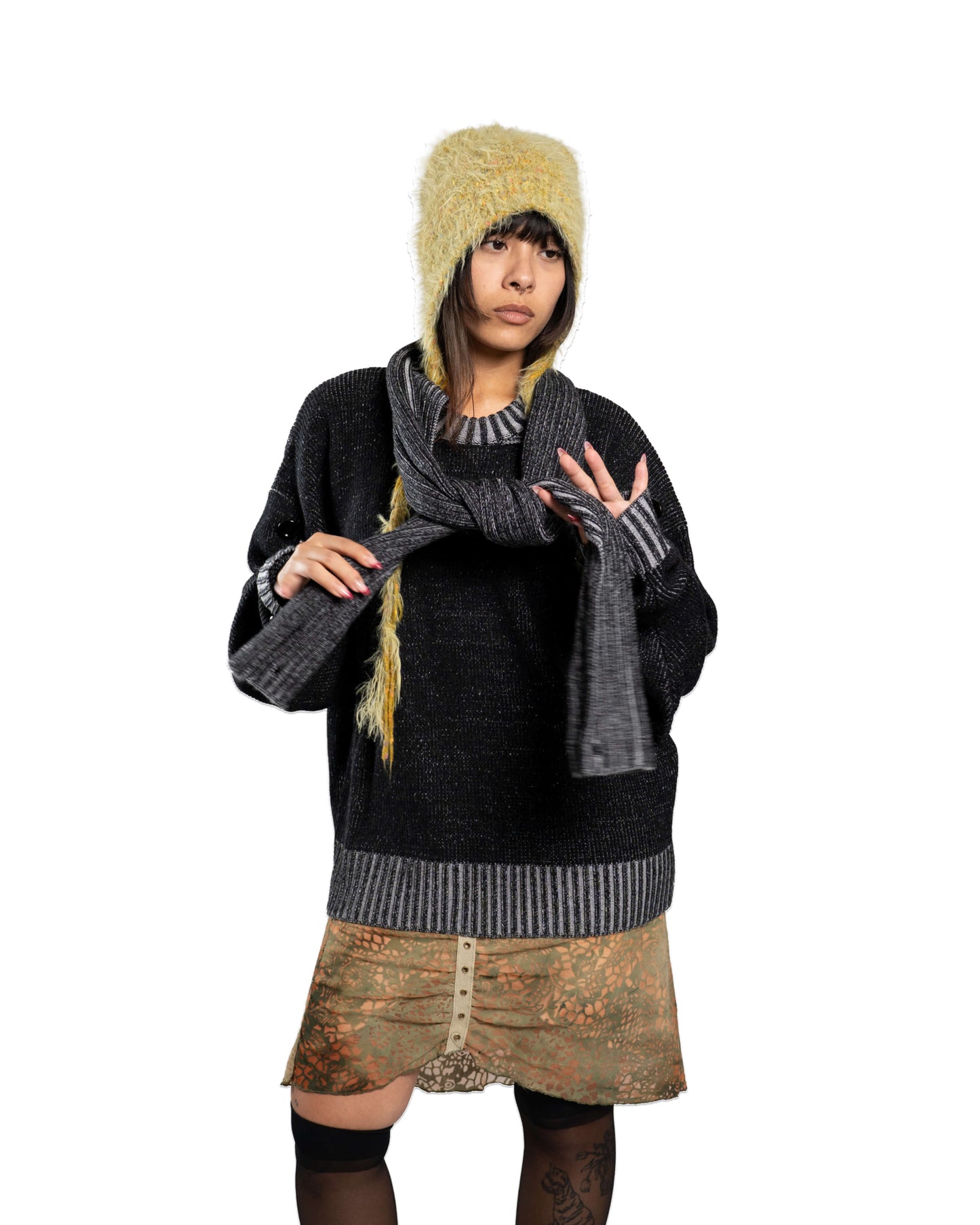 SCARF KNIT - BLACK