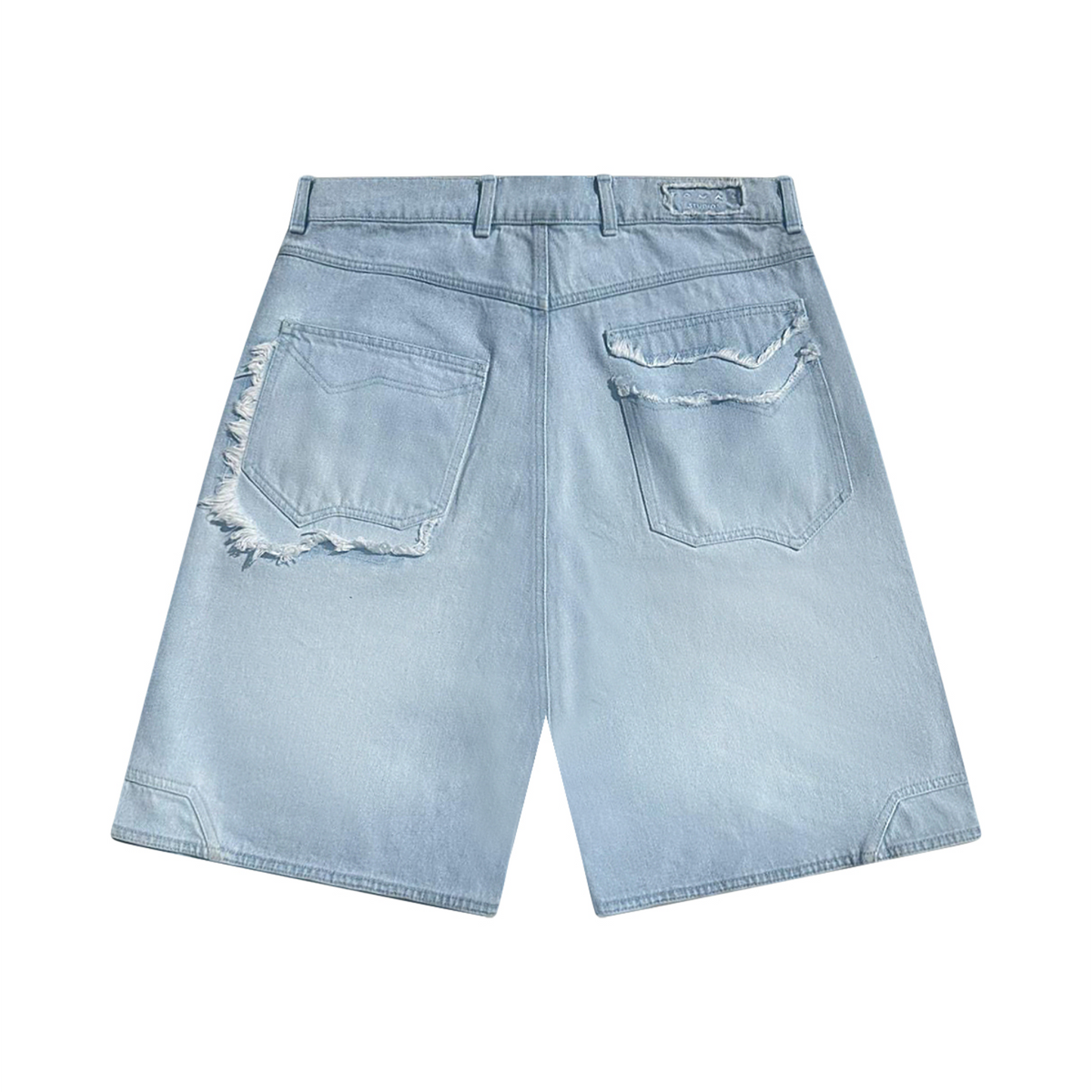 FRAYED DENIM SHORTS - LIGHT BLUE