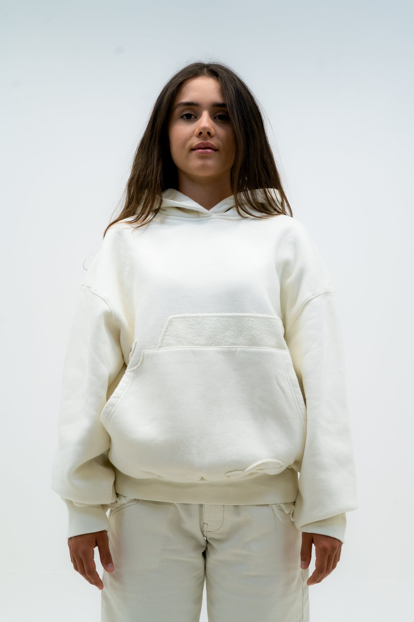 French Pocket Hoodie - Cream